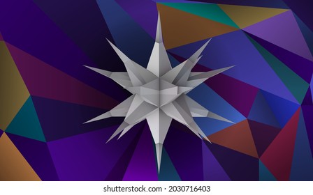 Crystal on an abstract polygonal background.