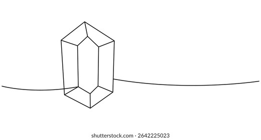 Dibujo continuo de una línea de cristal. Cristal de gemas de lujo. Ilustración vectorial
