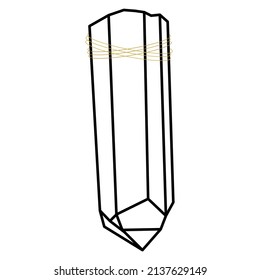 Kristallumriss, Vektorgrafik minimalistisches Symbol. Lineares Zeichen von Schatz Edelstein. Mineral, Diamant, einfache Quarzsymbol einzeln auf weißem Hintergrund.