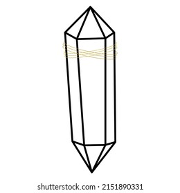 Icono minimalista de ilustración de vector de contorno de cristal. Signo lineal de la joya del tesoro. Mineral, diamante, icono de cuarzo simple aislado en fondo blanco.