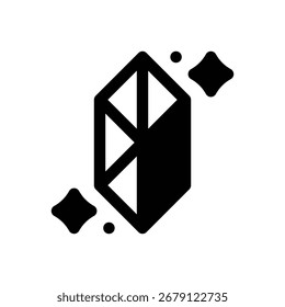Cristal. Icono de Vector de trazo delineado con detalles rellenos de negro.