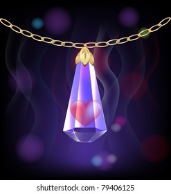 crystal pendant with a heart