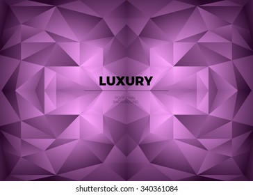 Crystal pink abstract geometric background with triangular polygons. Vector luxury illustration for technology presentations, website background.