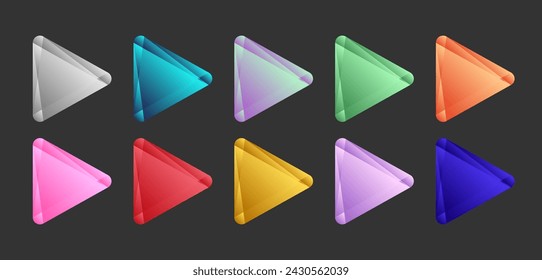 crystal play button futuristic multi color multimedia, live streaming, vlogger brand and logo