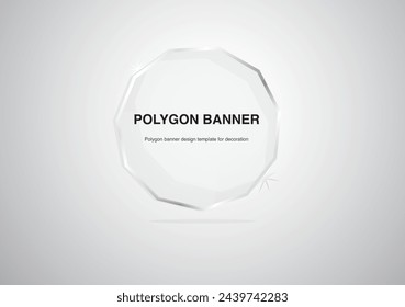 crystal polygon silver glowing frame on background