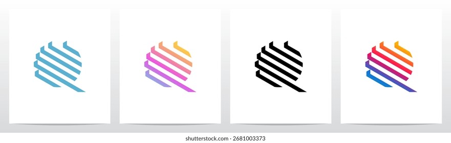 Crystal Prism Diagonal Bars Letter Initial Logo Design Q