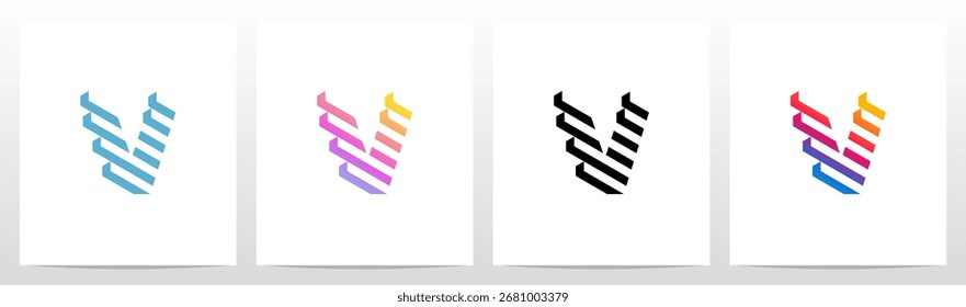 Crystal Prism Barras diagonales Letra Diseño de logotipo inicial V