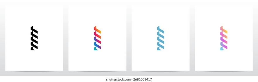 Crystal Prism Barras diagonales Letra Diseño de logotipo inicial I