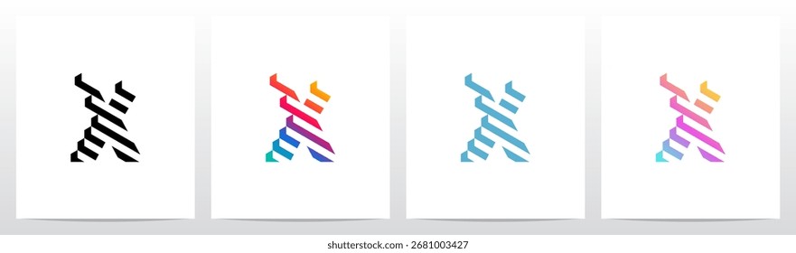 Crystal Prism Diagonal Bars Letter Initial Logo Design X