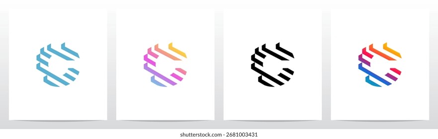 Crystal Prism Diagonal Bars Letter Initial Logo Design C