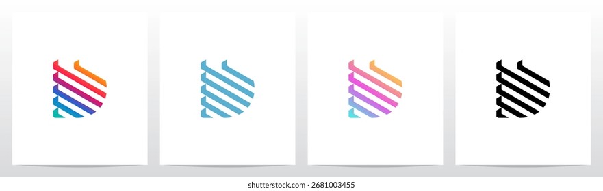 Crystal Prism Diagonal Bars Letter Initial Logo Design D