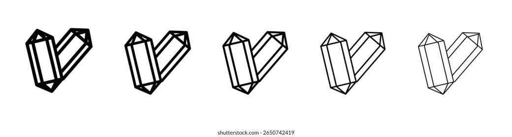 cristal prisma ícone plano ilustração conjunto logotipo