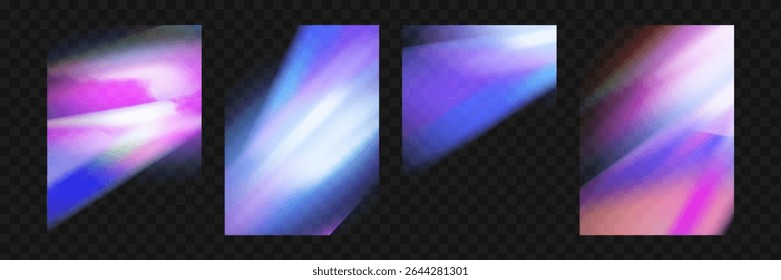Fondo de destello de luz de prisma de cristal, superposición de arco iris transparente con efecto de deslumbramiento de neón de diamante y desenfoque iridiscente.