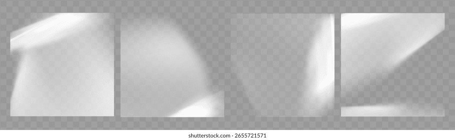 Fondo de destello de luz de prisma de cristal, superposición de arco iris transparente con efecto de deslumbramiento de neón de diamante y desenfoque iridiscente.