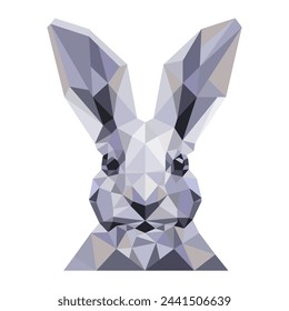 Crystal rabbit in geometric style in vector illustration Isolated white background
