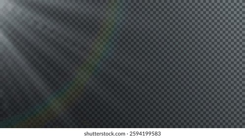 crystal rainbow light effect with sparkling prism reflections and diamond spectrum shine. Perfect for jewelry overlays, neon glow designs, and magical optical decorations. Vector illustration.