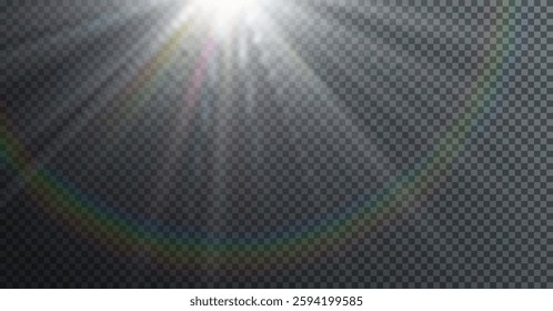 crystal rainbow light effect with sparkling prism reflections and diamond spectrum shine. Perfect for jewelry overlays, neon glow designs, and magical optical decorations. Vector illustration.