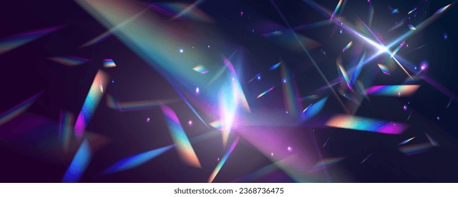 Kristallförmige Regenbogenlichteffekte. Overlay für Hintergründe.Dreiecksprismenkonzept. Leichte Wirkung von Regenbogenretro-Filmen, die als Overlay oder Siebfilter für Fotos verwendet werden. 