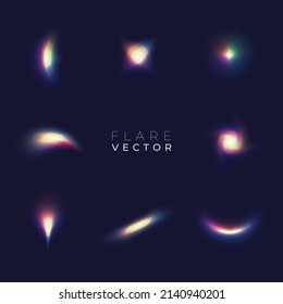 Crystal Rainbow Light Effects. Light streak overlay pattern designs. Vector illustration.