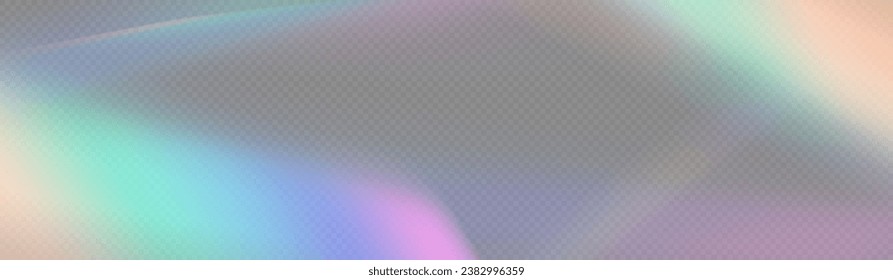 Rayos de luz de cristal, refracción de prisma, lente de lente, efecto de reflexión de cristal. Vector de prisma, efecto de fuga de luz realista con bengala espectral. Banner luminoso, afiche, plantilla.