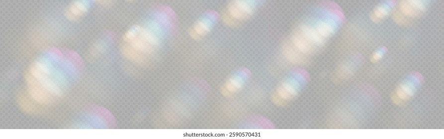 Crystal rays of light, prism refraction, lens flare, crystal glass reflection effect. Prism vector, realistic light leak effect with spectral flare. Bright light banner, poster, template.