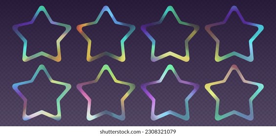 Crystal refraction frame, rainbow sunlight border, prism light effect, holographic reflections in a star shape. Blurred optical rays. vintage kaleidoscope effect. Vector design element.