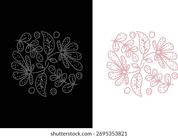 Crystal Rhinestone Flower Pattern Design, Casual Rhinestone Template, Rhinestone Hotfix Design, Flower Necklace Decoration, Neckline Rhinestone Design.