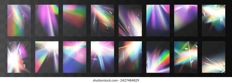Kristallset Glas Licht Regenbogen Reflexion Effekt. Optisch, Lichter, Blendung, Vorlage	