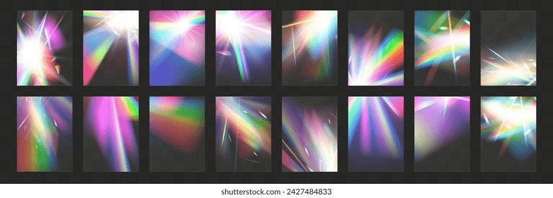Crystal set glas light  rainbow reflection effect.Optical,lights,glare,template	