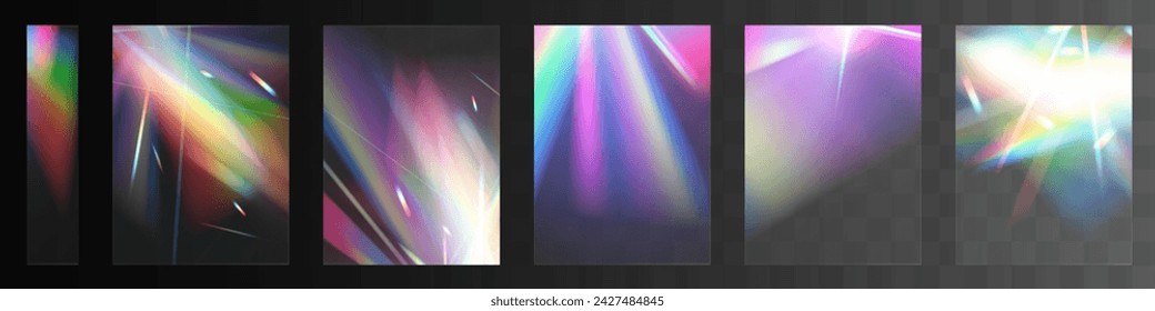 Crystal set glas light  rainbow reflection effect.Optical,lights,glare,template	