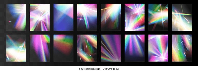 Cristal conjunto de vidrio luz arco iris efecto de reflexión. Óptico, luces, brillo, Plantilla.	
