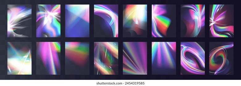 Crystal set glas light rainbow reflection effect.Optical,lights,glare,template.