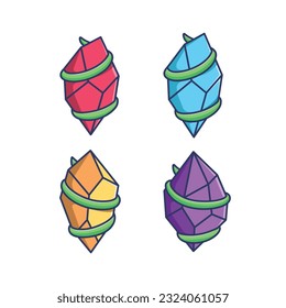 Crystal set isolated on white background, collection of vector cartoon illustration. icon with cute style