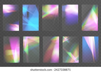 Crystal set light glasses rainbow reflection effect.Template  optical,lights,glare. 