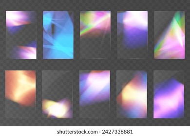 Crystal set light glasses rainbow reflection effect.Template  optical,lights,glare. 