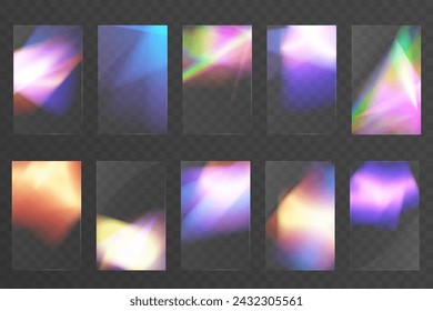 Kristallset Licht Gläser Regenbogen Reflexion Effekt.Schablone optisch, Lichter, Blendung.