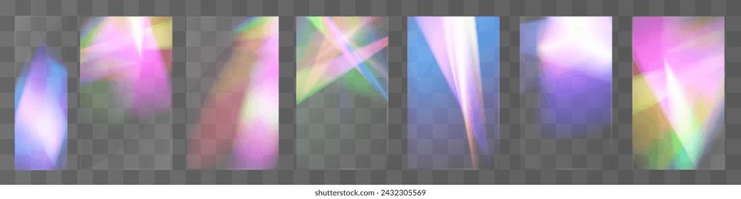 Crystal set light glasses rainbow reflection effect.Template optical,lights,glare.
