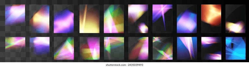Efecto de reflexión del arco iris de las gafas de luz del sistema de cristal.Plantilla óptica, luces, resplandor.	