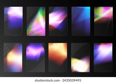 Kristallset Licht Gläser Regenbogen Reflexion Effekt.Schablone optisch, Lichter, Blendung.	