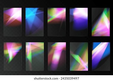 Kristallset Licht Gläser Regenbogen Reflexion Effekt.Schablone optisch, Lichter, Blendung.	