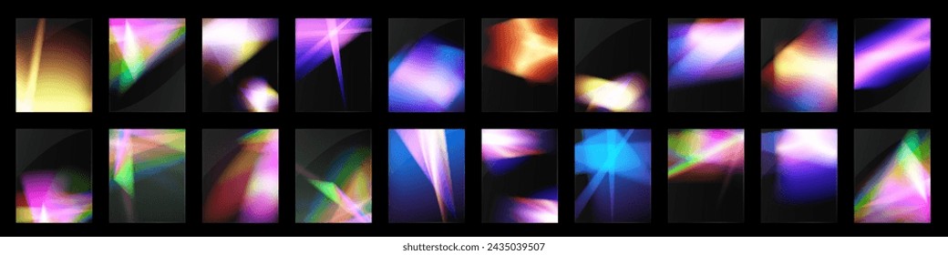 Efecto de reflexión del arco iris de las gafas de luz del sistema de cristal.Plantilla óptica, luces, resplandor.	