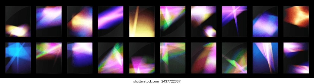 Efecto de reflexión del arco iris de las gafas de luz del sistema de cristal.Plantilla óptica, luces, resplandor.	