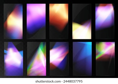 Crystal set light glasses rainbow reflection effect.Template optical,lights,glare.	