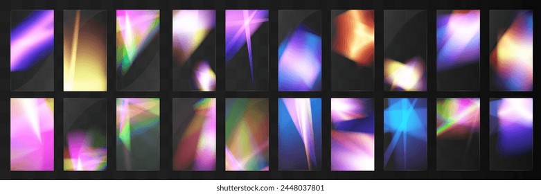 Crystal set light glasses rainbow reflection effect.Template optical,lights,glare.	