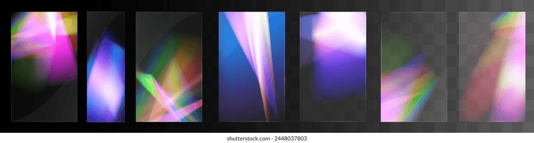 Crystal set light glasses rainbow reflection effect.Template optical,lights,glare.	