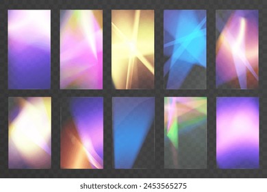 Crystal set light glasses rainbow reflection effect.Template optical,lights,glare.