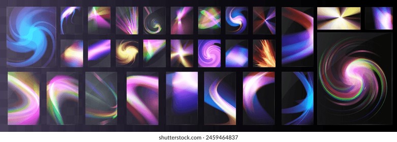 Crystal set light glasses rainbow reflection effect.Template optical,lights,glare.