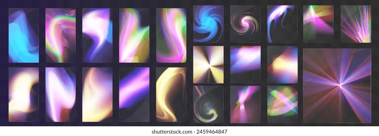 Crystal set light glasses rainbow reflection effect.Template optical,lights,glare.