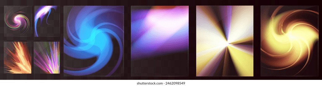 Cristal conjunto de gafas de luz efecto de reflexión arco iris. Plantilla óptica, luces, brillo.	