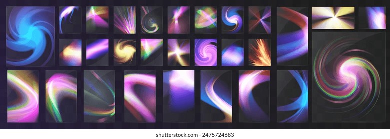 Crystal set light glasses rainbow reflection effect.Template optical,lights,glare.Stained glass.	